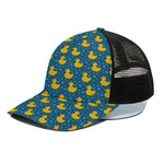 Pixel Rubber Duck Pattern Print Black Mesh Trucker Cap