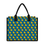 Pixel Rubber Duck Pattern Print Canvas Tote Bag