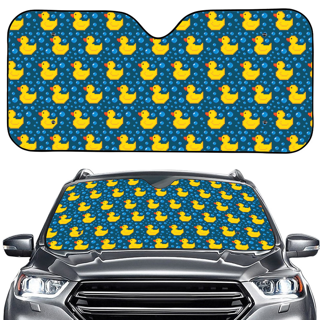 Pixel Rubber Duck Pattern Print Car Windshield Sun Shade