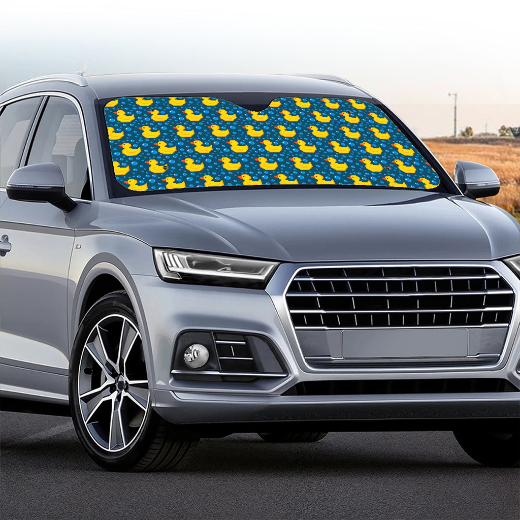 Pixel Rubber Duck Pattern Print Car Windshield Sun Shade