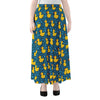 Pixel Rubber Duck Pattern Print Chiffon Maxi Skirt