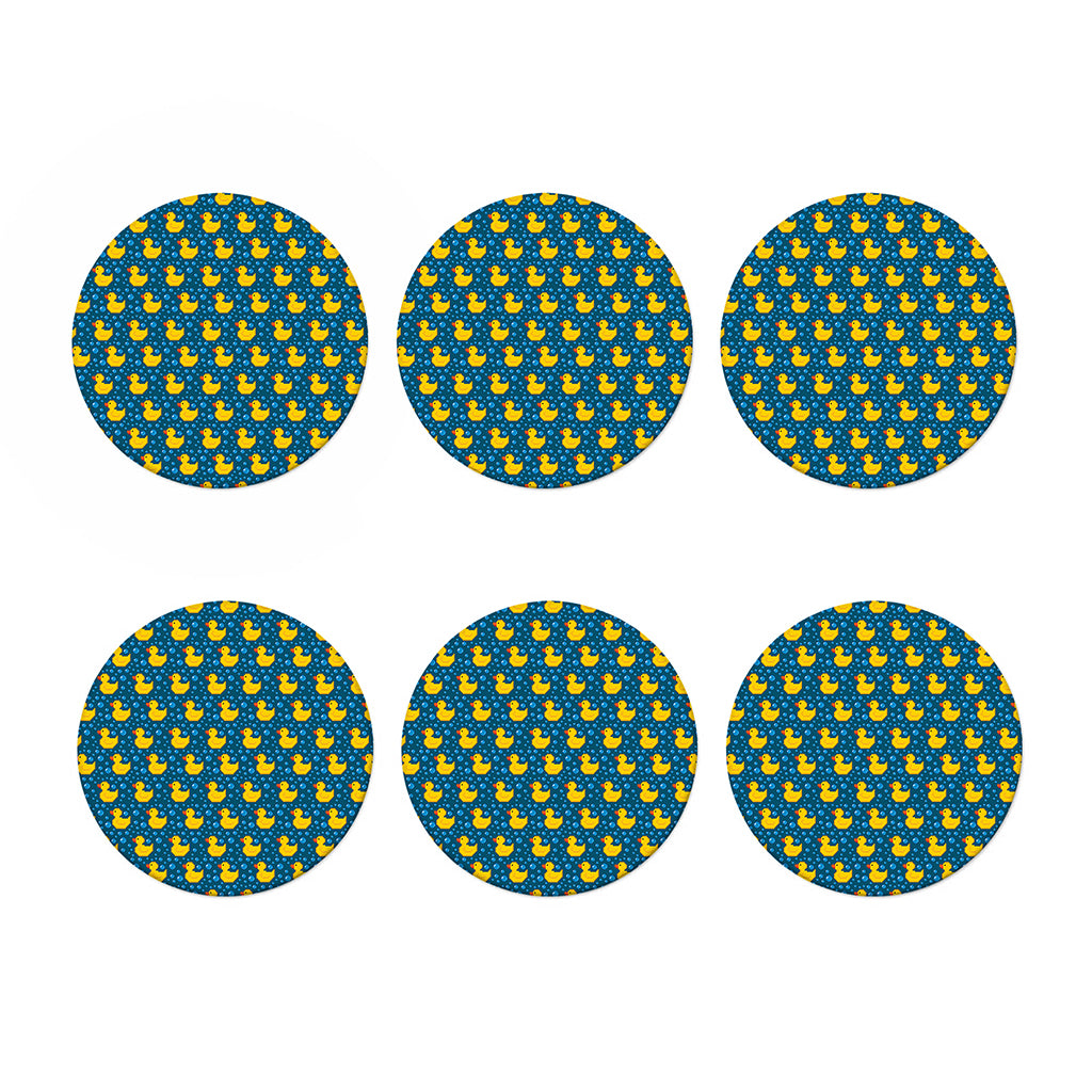 Pixel Rubber Duck Pattern Print Coaster Set