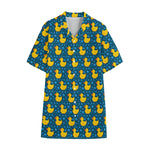 Pixel Rubber Duck Pattern Print Cotton Hawaiian Shirt