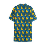 Pixel Rubber Duck Pattern Print Cotton Hawaiian Shirt