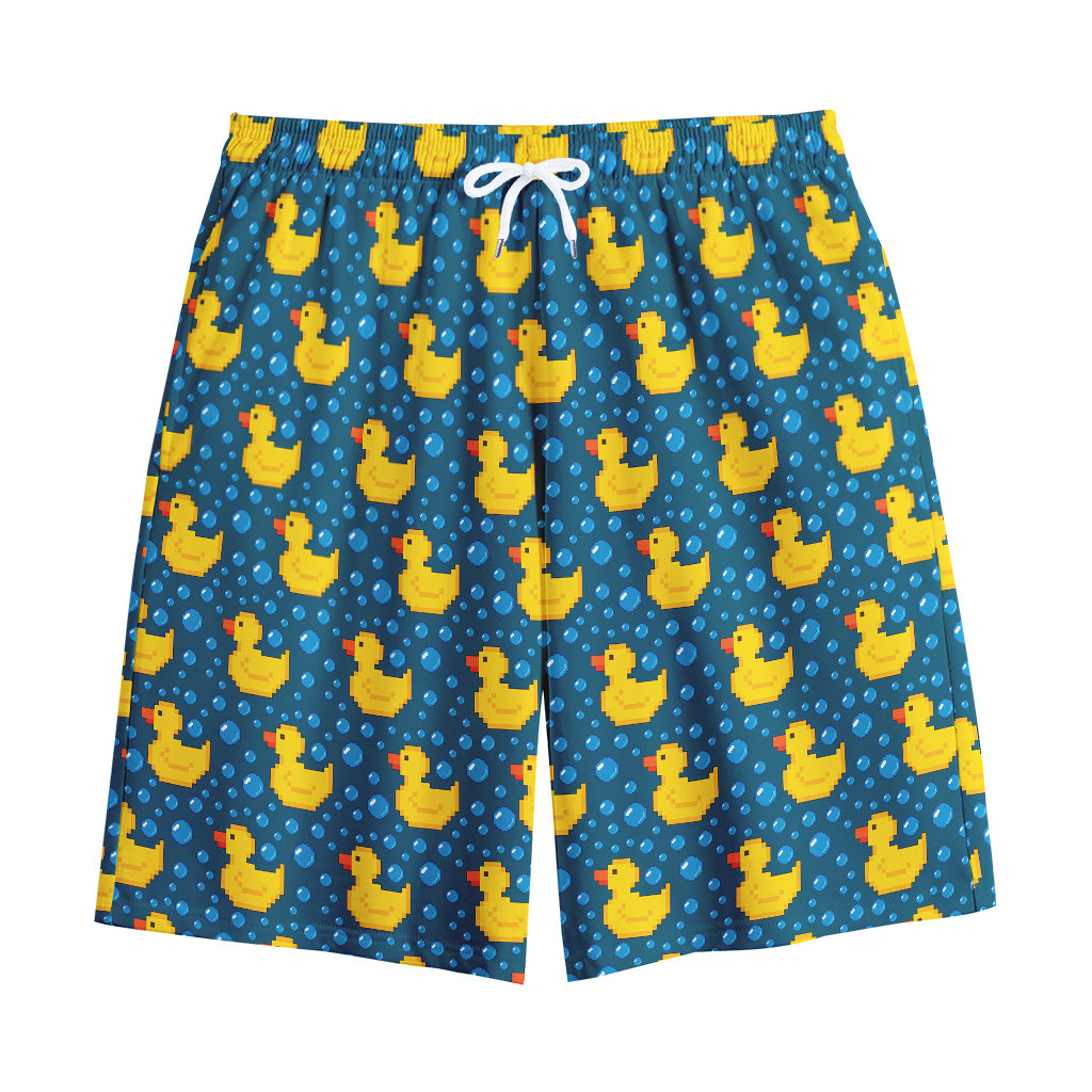 Pixel Rubber Duck Pattern Print Cotton Shorts