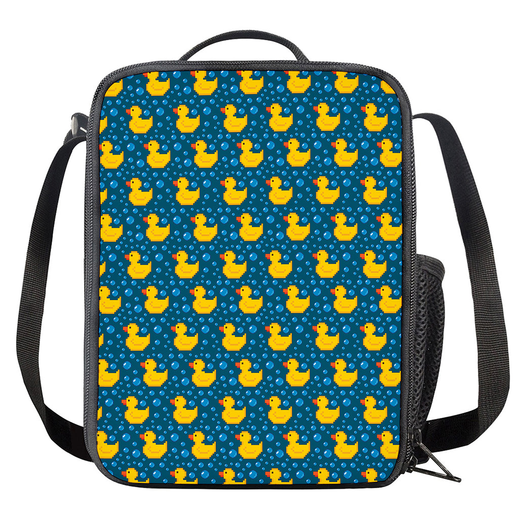 Pixel Rubber Duck Pattern Print Crossbody Lunch Bag