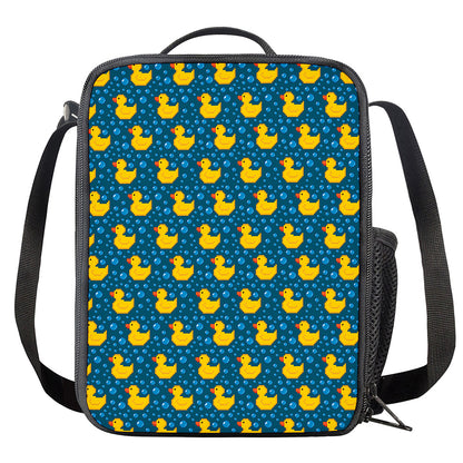 Pixel Rubber Duck Pattern Print Crossbody Lunch Bag