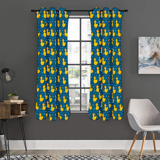 Pixel Rubber Duck Pattern Print Curtain