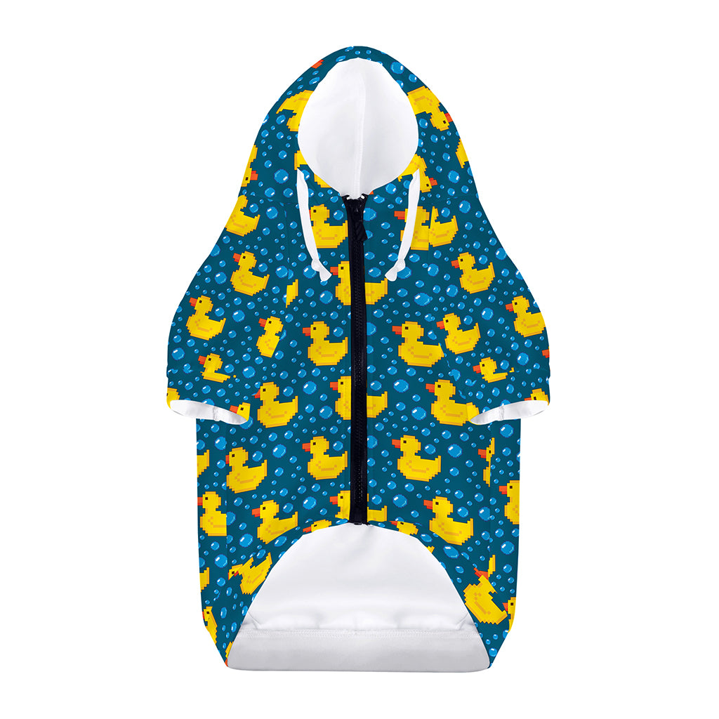 Pixel Rubber Duck Pattern Print Dog Zip Up Hoodie
