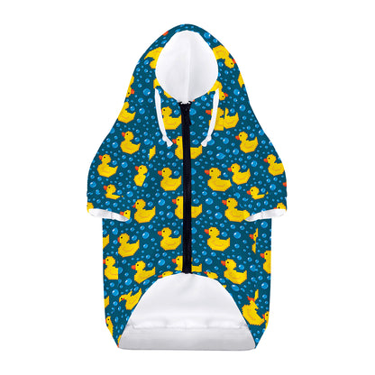 Pixel Rubber Duck Pattern Print Dog Zip Up Hoodie