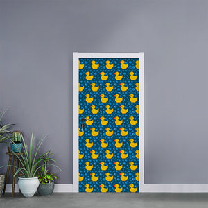 Pixel Rubber Duck Pattern Print Door Sticker