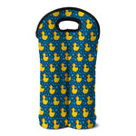 Pixel Rubber Duck Pattern Print Double Neoprene Wine Tote