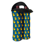 Pixel Rubber Duck Pattern Print Double Neoprene Wine Tote