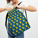 Pixel Rubber Duck Pattern Print Drawstring Backpack