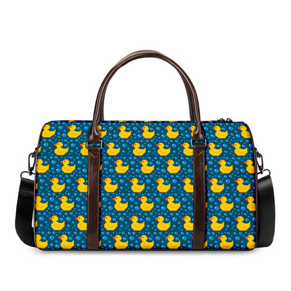 Pixel Rubber Duck Pattern Print Duffle Bag