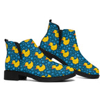 Pixel Rubber Duck Pattern Print Flat Ankle Boots