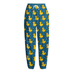 Pixel Rubber Duck Pattern Print Fleece Lined Knit Pants