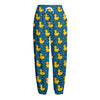 Pixel Rubber Duck Pattern Print Fleece Lined Knit Pants