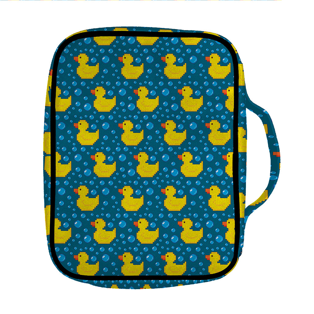 Pixel Rubber Duck Pattern Print Front Pocket Bible Bag