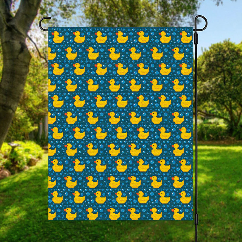 Pixel Rubber Duck Pattern Print Garden Flag