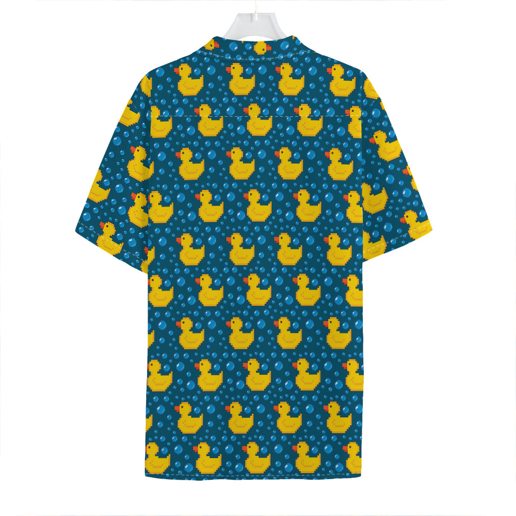 Pixel Rubber Duck Pattern Print Hawaiian Shirt