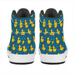 Pixel Rubber Duck Pattern Print High Top Leather Sneakers