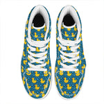 Pixel Rubber Duck Pattern Print High Top Leather Sneakers