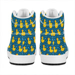 Pixel Rubber Duck Pattern Print High Top Leather Sneakers