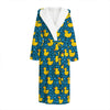 Pixel Rubber Duck Pattern Print Hooded Bathrobe