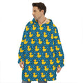 Pixel Rubber Duck Pattern Print Hoodie Blanket