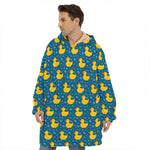 Pixel Rubber Duck Pattern Print Hoodie Blanket