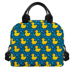Pixel Rubber Duck Pattern Print Insulated Lunch Bag