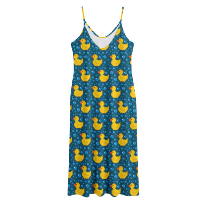 Pixel Rubber Duck Pattern Print Jersey Midi Cami Dress