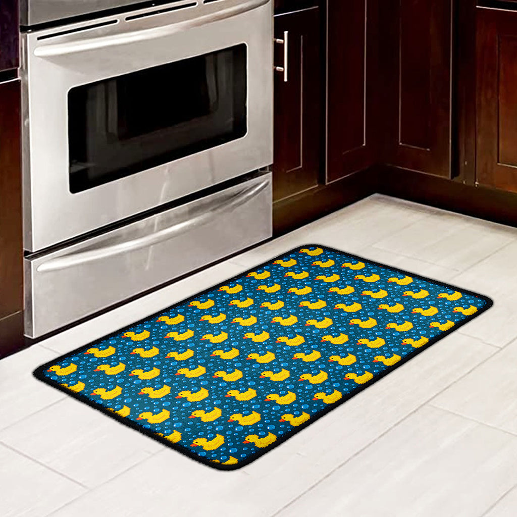 Pixel Rubber Duck Pattern Print Kitchen Mat