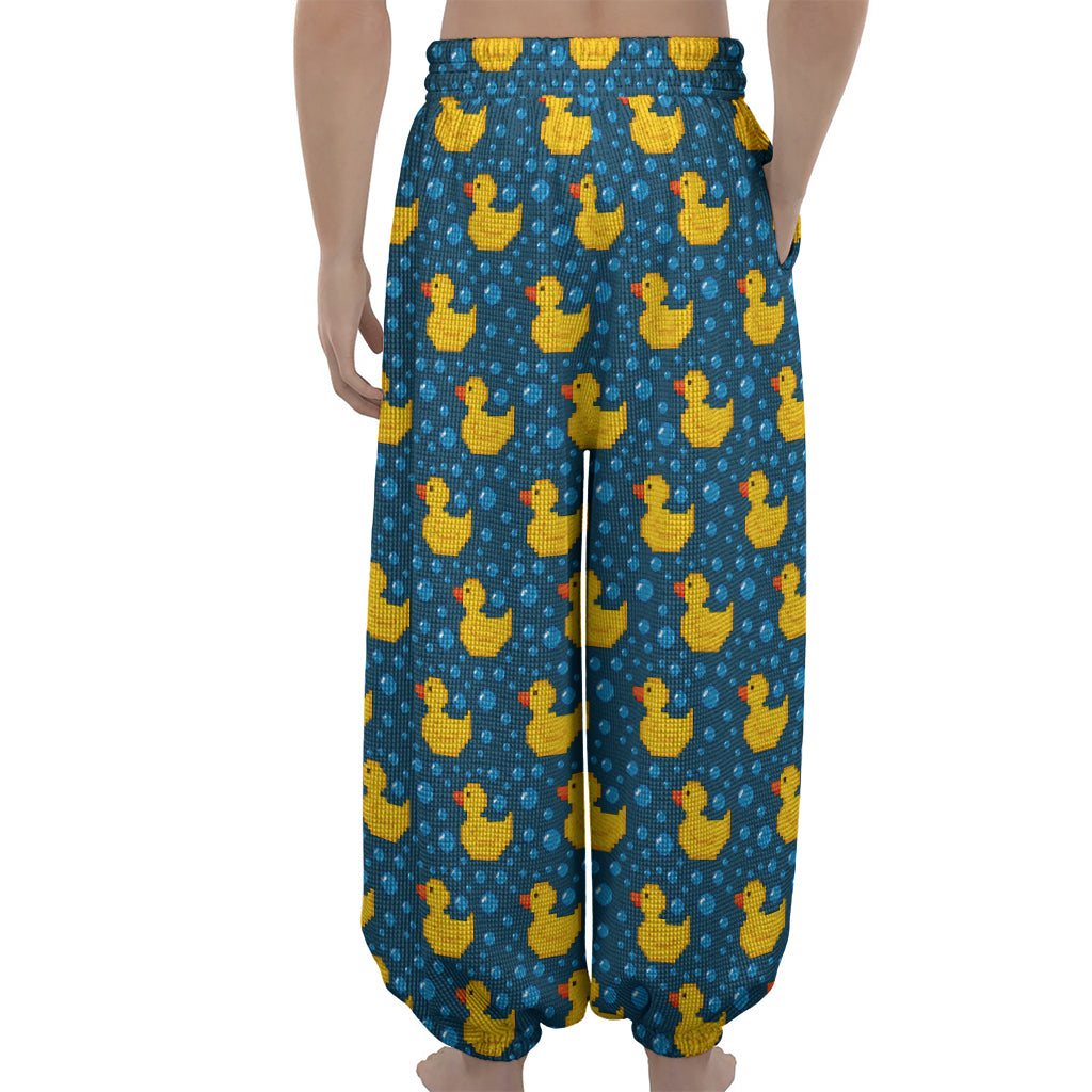 Pixel Rubber Duck Pattern Print Lantern Pants