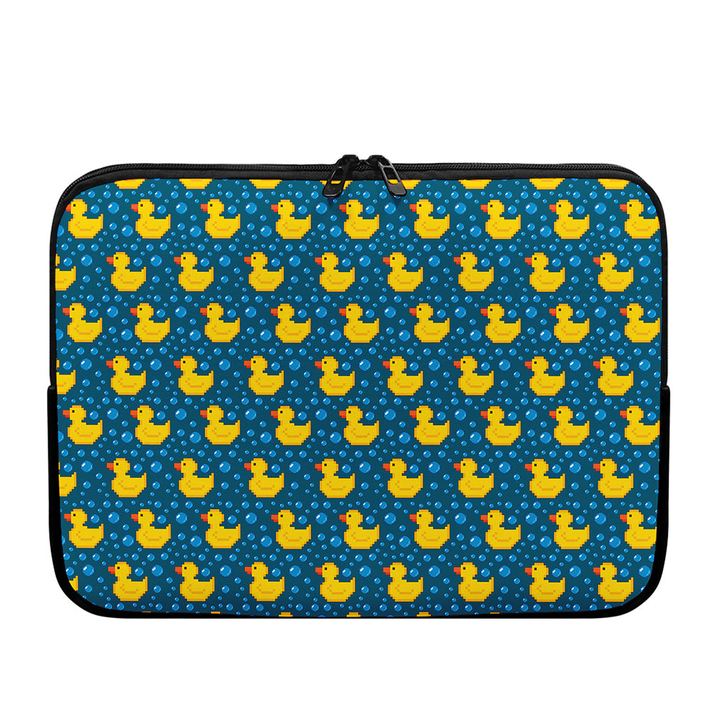 Pixel Rubber Duck Pattern Print Laptop Sleeve