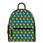 Pixel Rubber Duck Pattern Print Leather Backpack