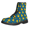 Pixel Rubber Duck Pattern Print Lace-Up Boots