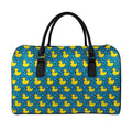 Pixel Rubber Duck Pattern Print Leather Duffel Bag