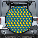 Pixel Rubber Duck Pattern Print Leather Spare Tire Cover