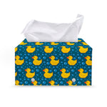 Pixel Rubber Duck Pattern Print Leather Tissue Box Cover
