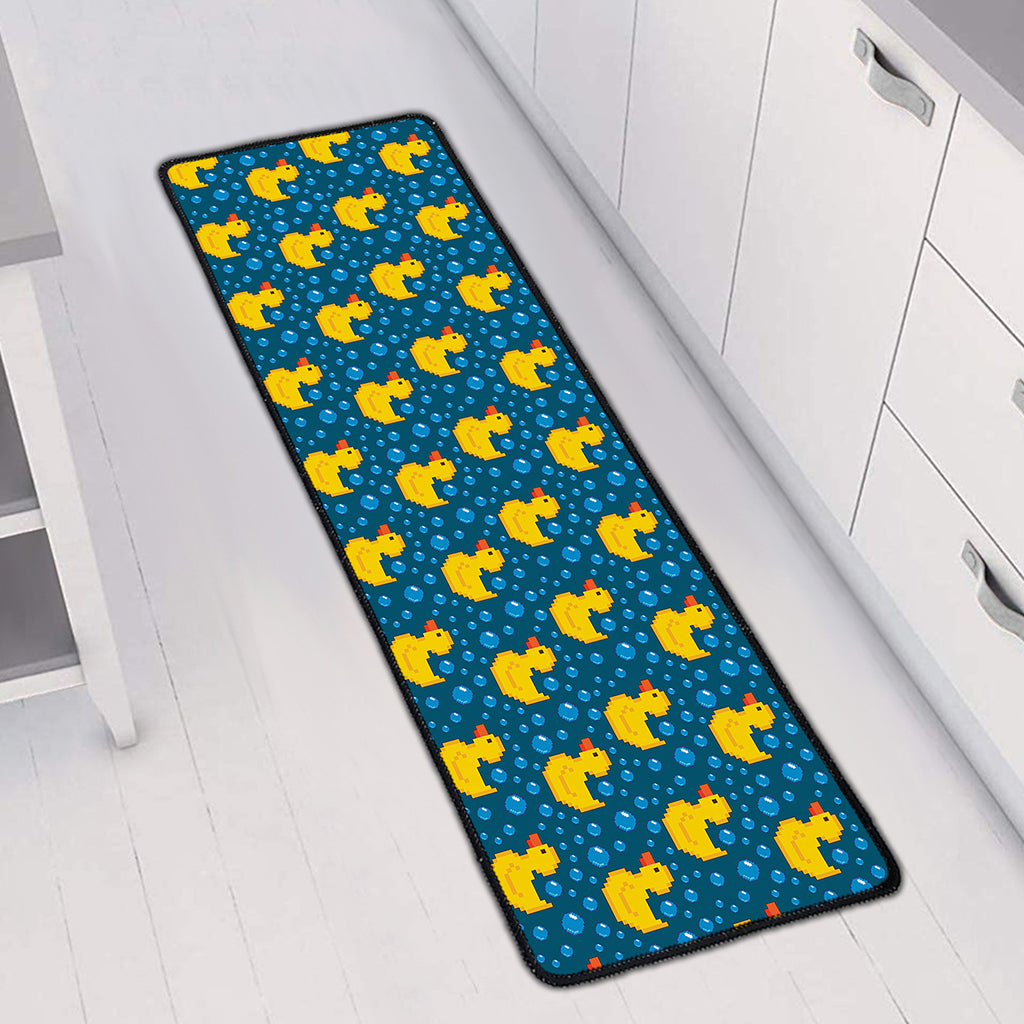 Pixel Rubber Duck Pattern Print Long Kitchen Mat