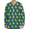 Pixel Rubber Duck Pattern Print Long Sleeve Baseball Jersey