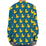 Pixel Rubber Duck Pattern Print Long Sleeve Baseball Jersey