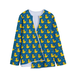 Pixel Rubber Duck Pattern Print Long Sleeve Short Coat