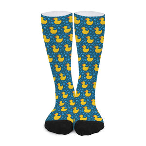 Pixel Rubber Duck Pattern Print Long Socks