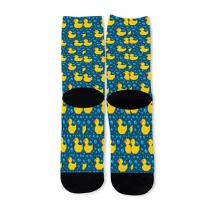 Pixel Rubber Duck Pattern Print Long Socks