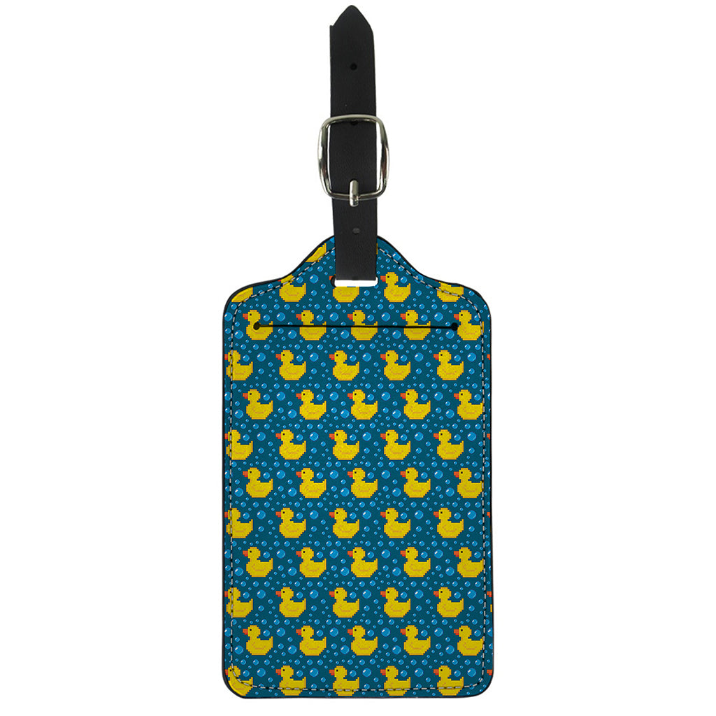 Pixel Rubber Duck Pattern Print Luggage Tag