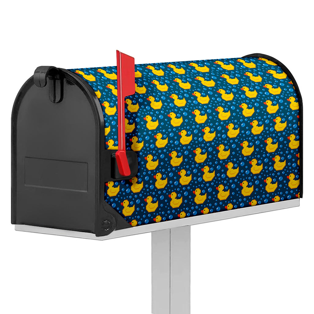 Pixel Rubber Duck Pattern Print Mailbox Cover