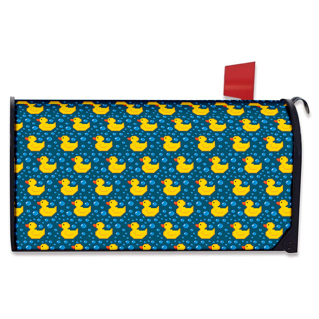 Pixel Rubber Duck Pattern Print Mailbox Cover